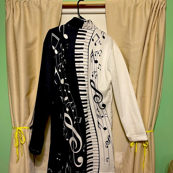 3/4 length Novelty Party Jacket “Music” Tag says XL but more like a large. New - Picture 1 of 5